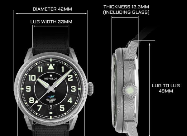 LIMA Flieger Yellow Luminova Damascus Steel - Image 7